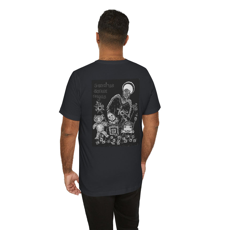Thumbnail: Sanctus Senex Nugas - The Keeper of Old Toys Unisex Tee (Back Print)