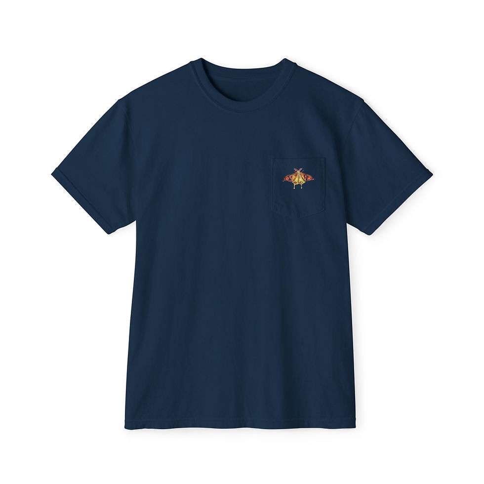 Thumbnail: Brown & Green Butterfly Moth Garment-Dyed Vintage Unisex Pocket Tee