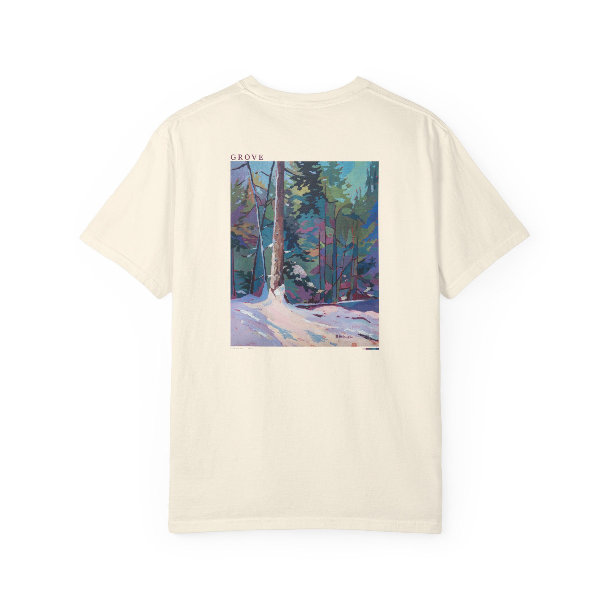 Snowy Forest at Mount Hood (Back Print) Vintage Garment-Dyed Unisex Tee