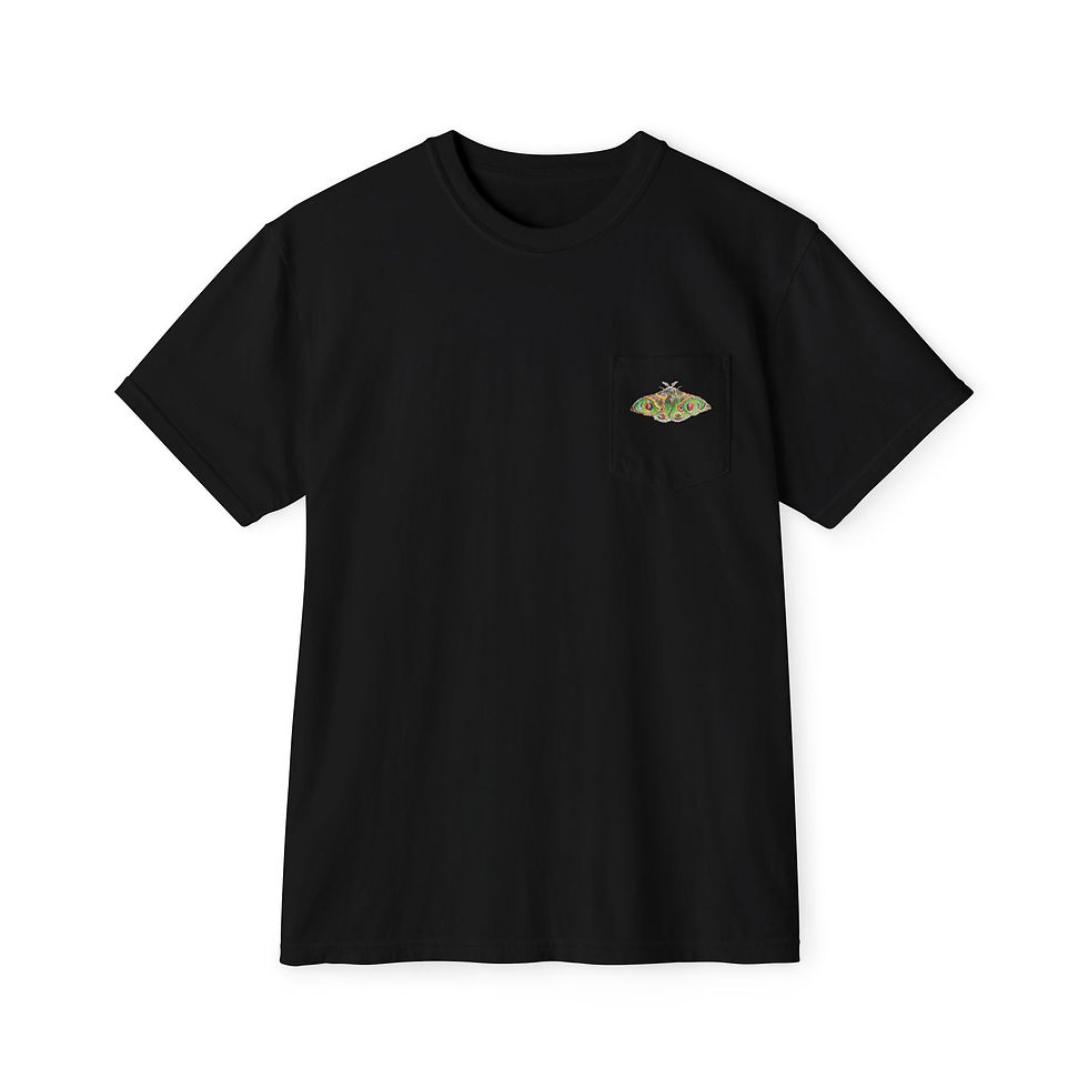 Thumbnail: Green Butterfly Moth Garment-Dyed Vintage Unisex Pocket Tee