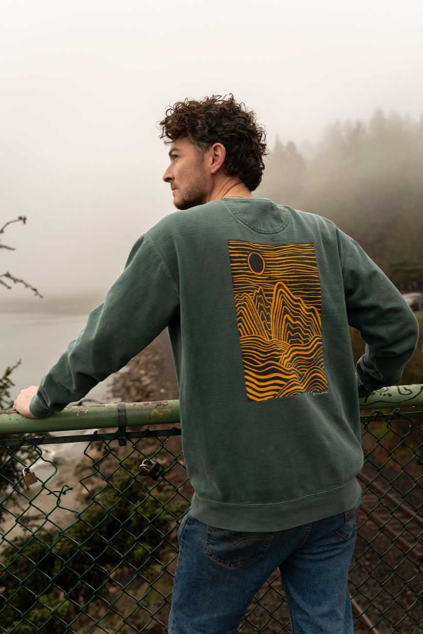 Thumbnail: Where Land Meets Sea Vintage Unisex Crewneck Sweatshirt (Front Logo/Back Print)