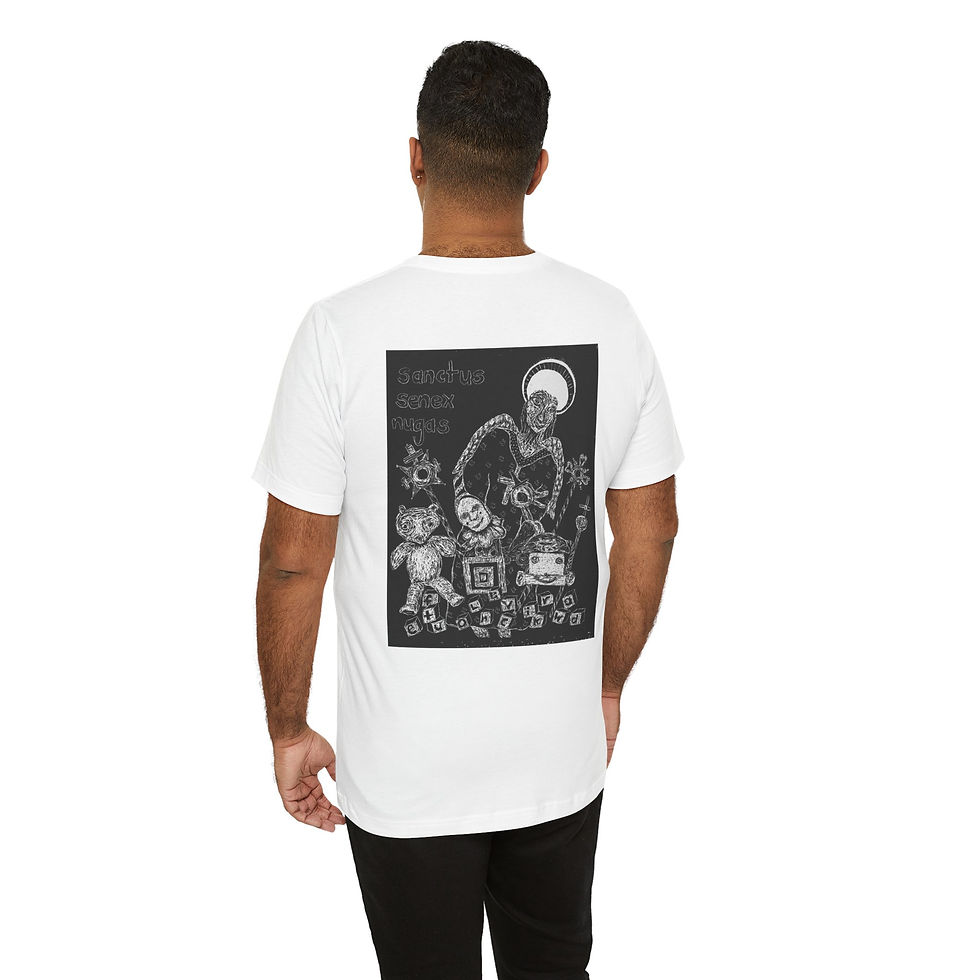 Thumbnail: Sanctus Senex Nugas - The Keeper of Old Toys Unisex Tee (Back Print)