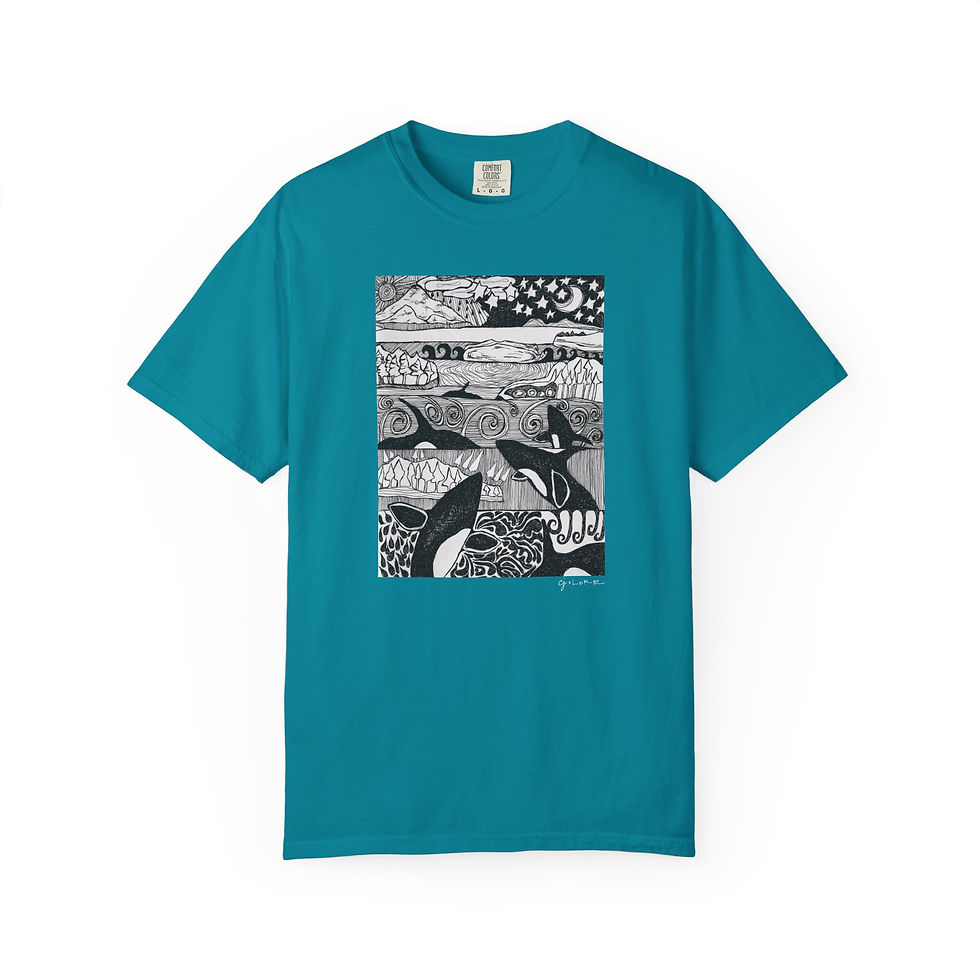 Thumbnail: Orca Party in the Salish Sea Garment-Dyed Vintage Unisex Tee