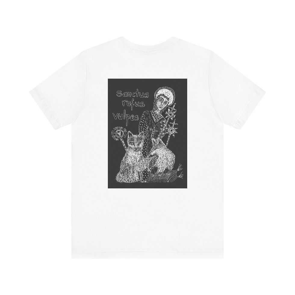 Thumbnail: Sanctus Rufus Vulpes - Keeper of Foxes Unisex Tee (Back Print)