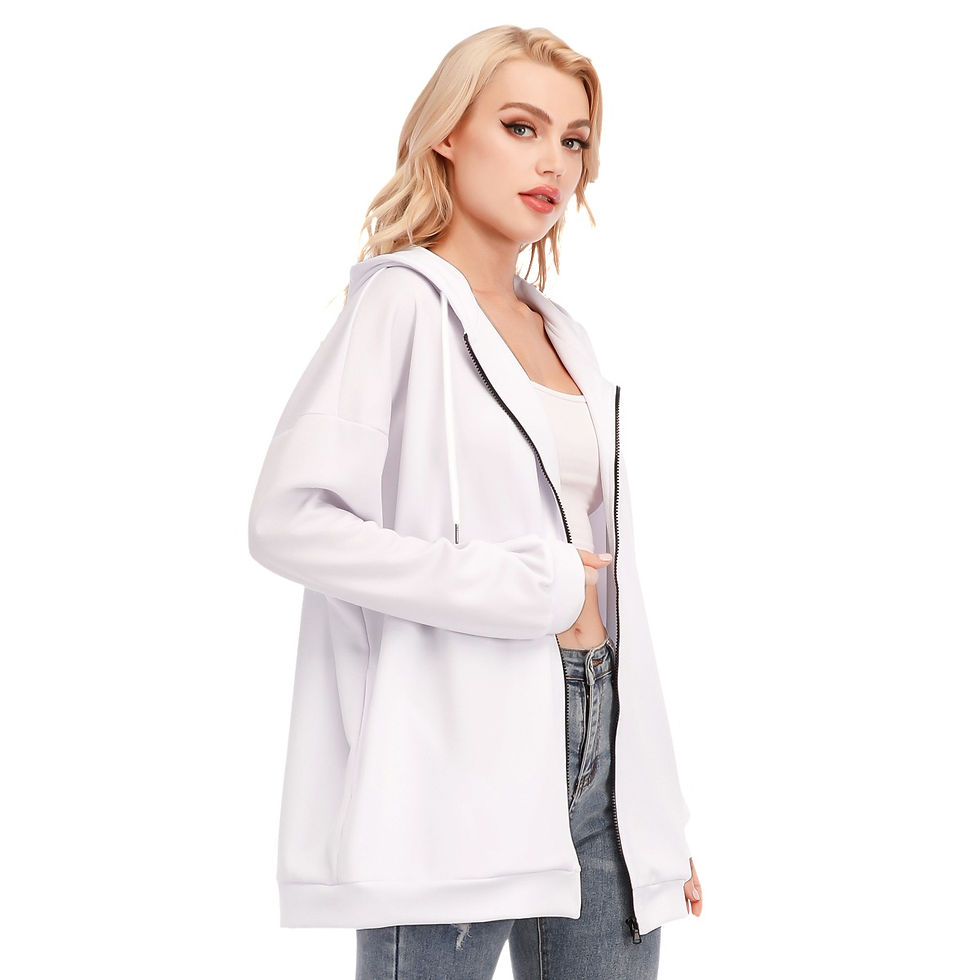 Thumbnail: All-Over Print Women's Long Hoodie With Zipper Closure