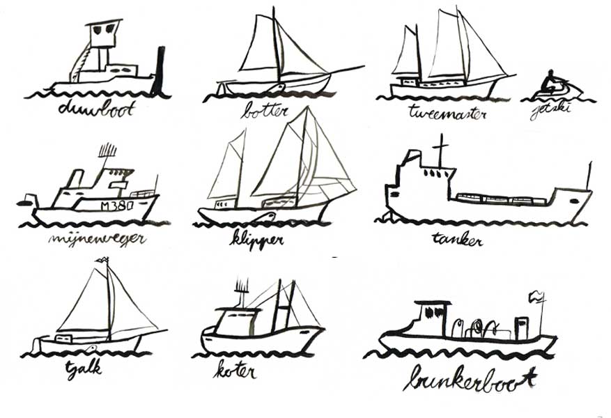 Collectie iconen van type schepen