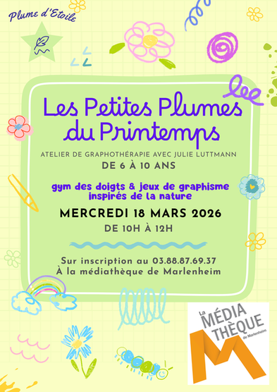 Atelier de Graphothérapie - Cabinet Plume d'Etoile - Médiathèque Marlenheim - mars 2026