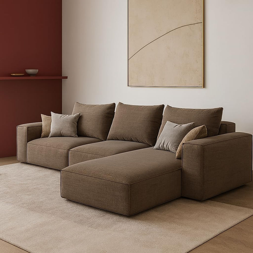 Ivan Luxury L-Shaped Dark Brown Sofa Set with Modern Sectional Sofa
