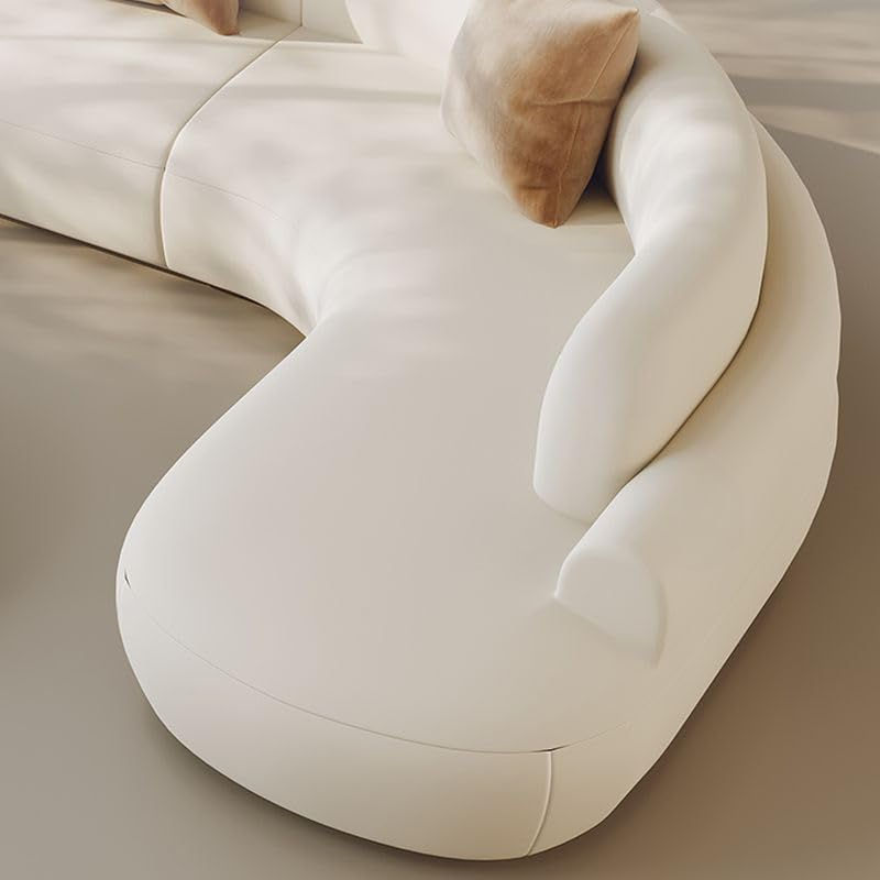 Thumbnail: Naomi white Curved Sectional,Left Hand Facing Frosted Velvet Upholstery sofa set