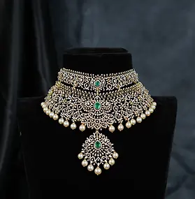 diamond double chocker necklece