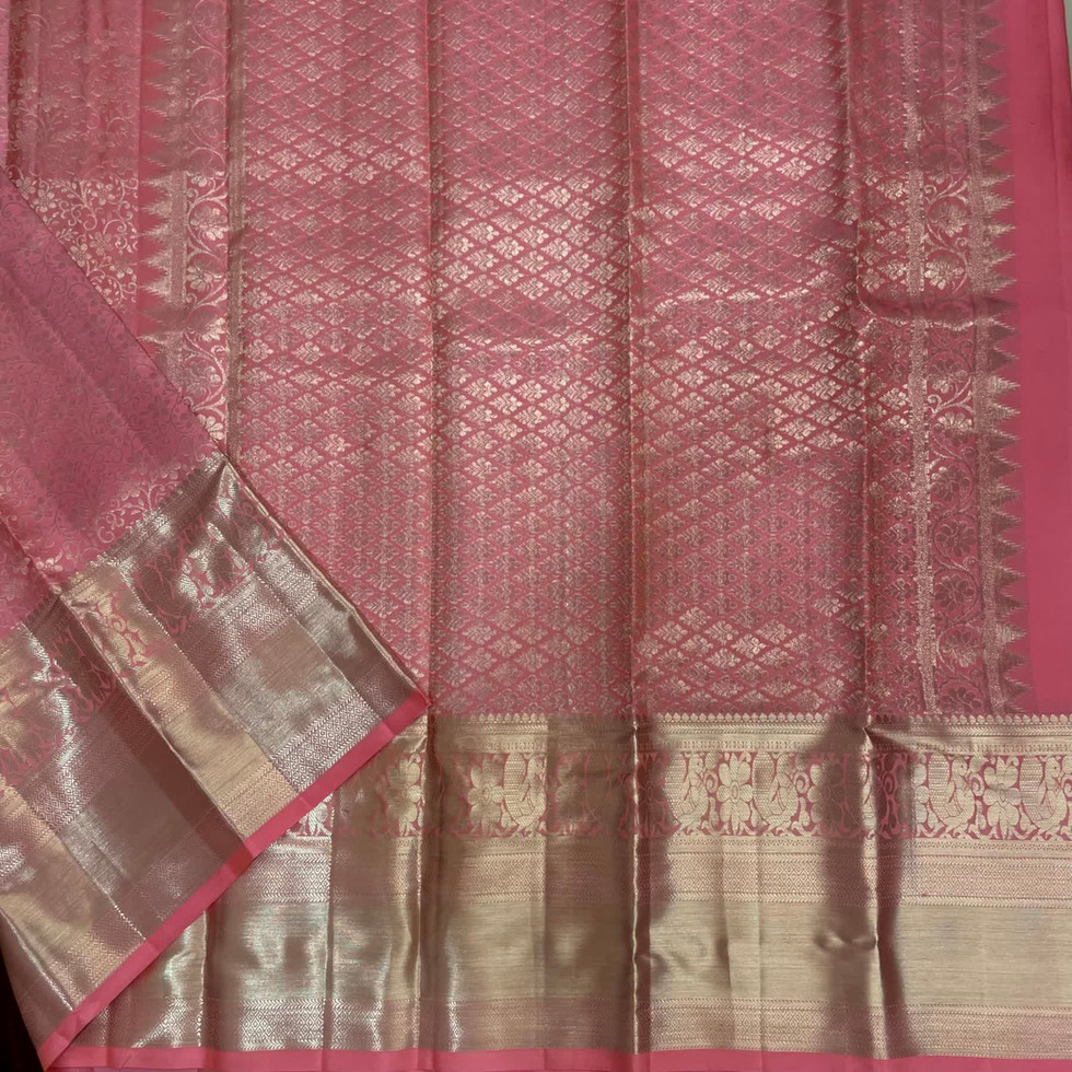 Pure Kanchi Pattu Brocade Light Pink Saree / kanjivaram saree