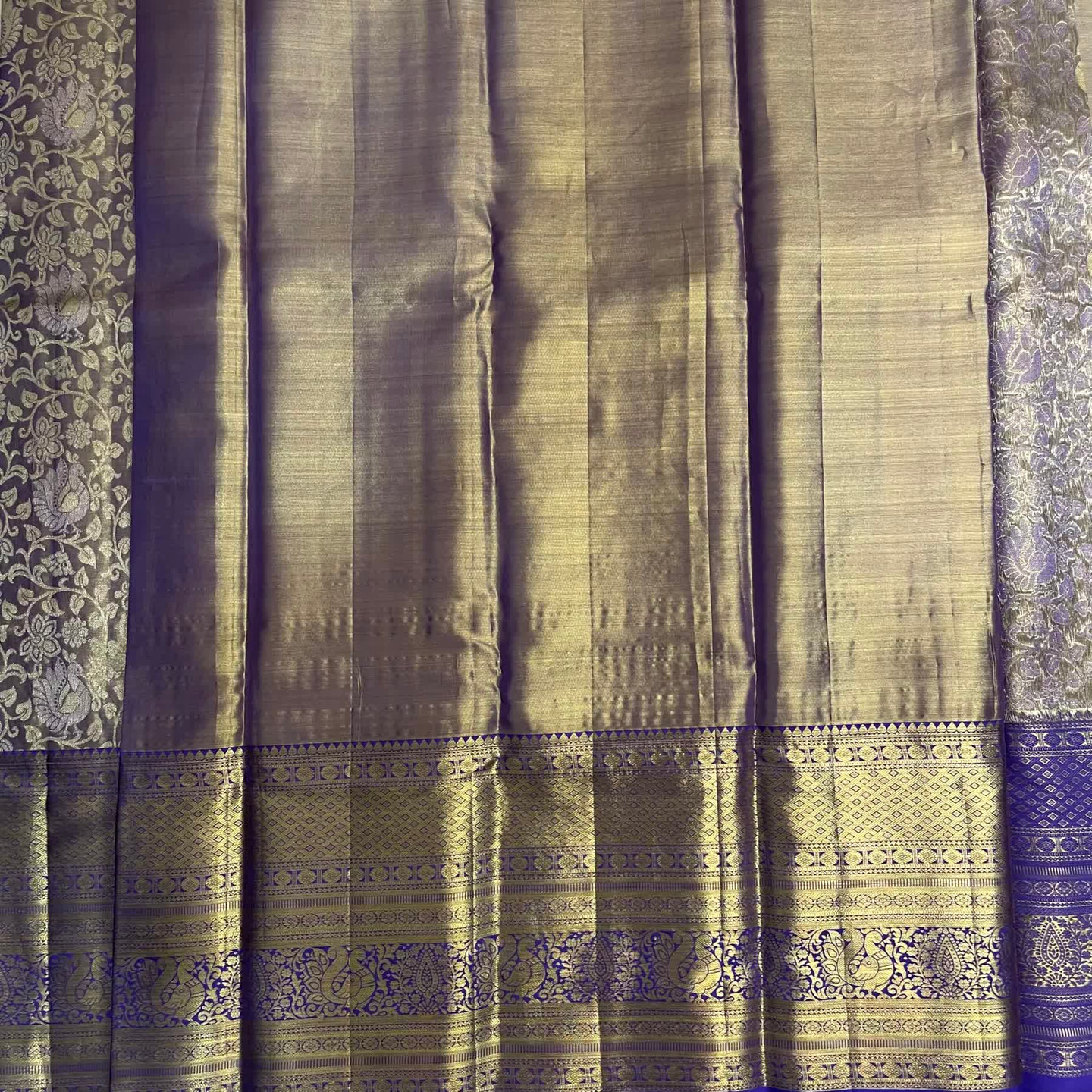 Tissue Kanchi Pattu Brocade Blue Saree / kanjivaram saree / Bridal saree