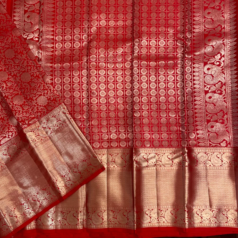 Pure Kanchi Pattu Brocade Red Saree / kanjivaram saree