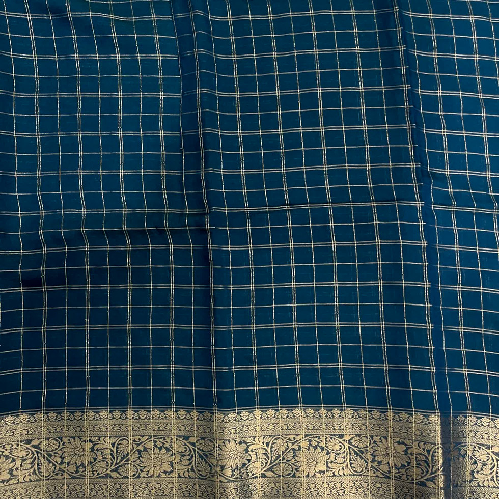 Blue Georgette Saree With Checks Design / Georgette saree / Fancy saree