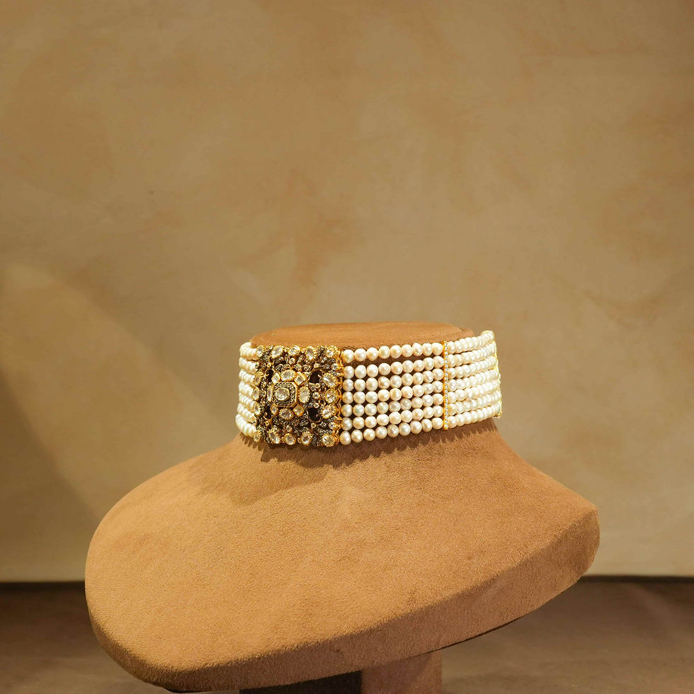 Thumbnail: PEARL CHOKER WITH MOISSANITE PENDANT(HO007)