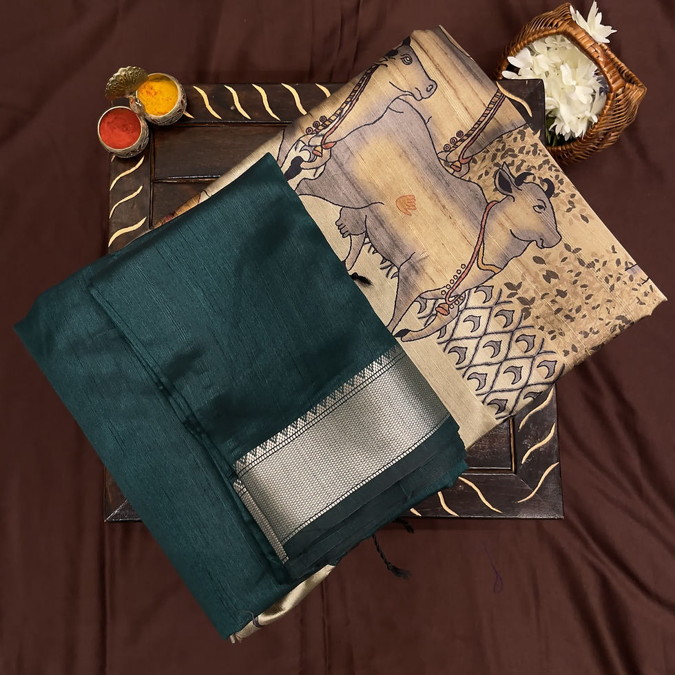 Dark Green Fancy Saree With Animal  Print Pallu  /casual wear saree / Office wear saree