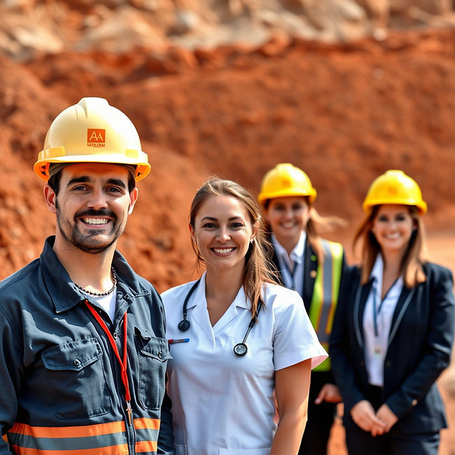 Construction Worker with hardhat, Nurse in WA nurse uniform, office workers wearing suites