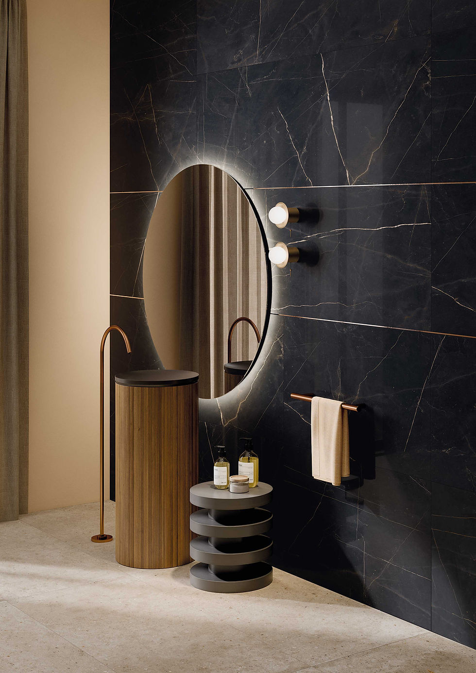 Thumbnail: Precious Black  24x48 Antique Marble Look Porcelain Tile