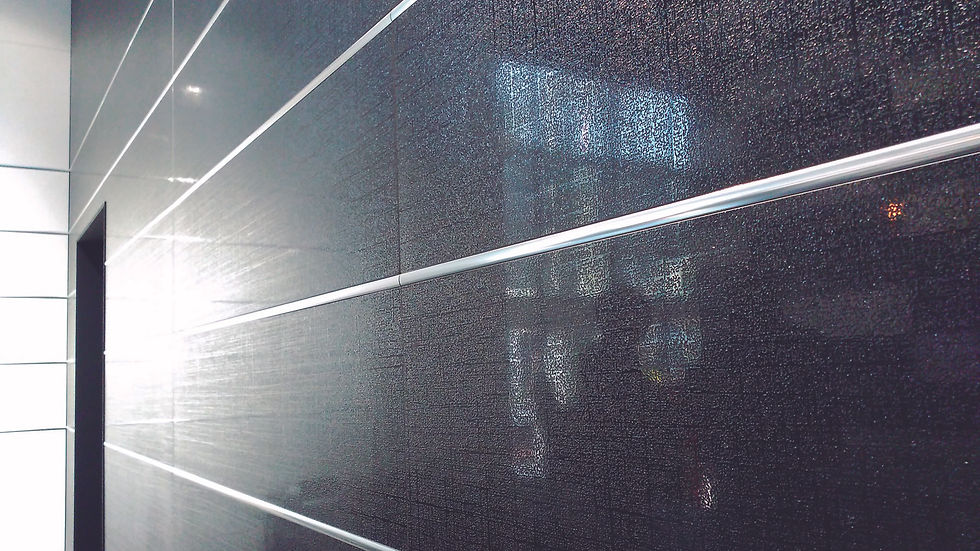 Thumbnail: Elektra Black Metallic 3D Porcelain Tile 24x48 by Mirrella Tile
