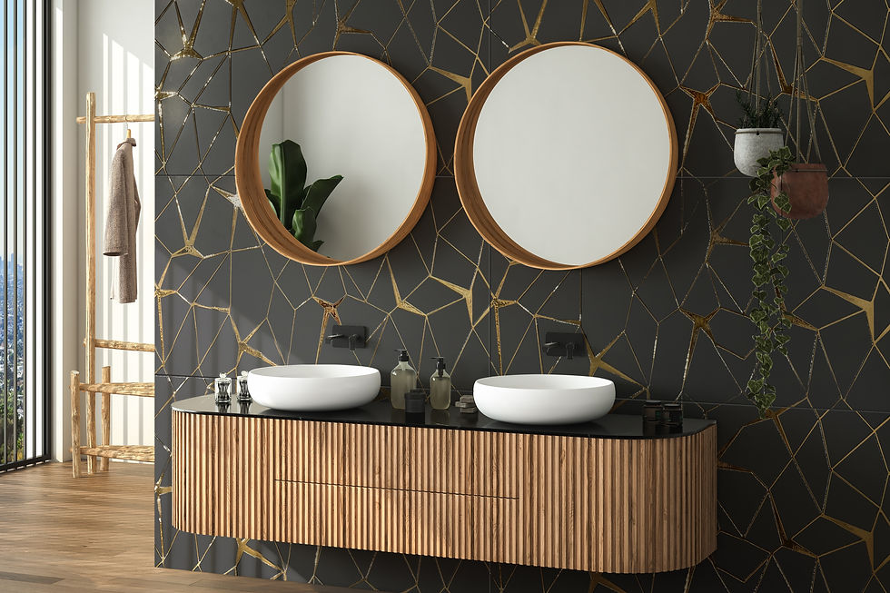 Thumbnail: Exotic Gold Porcelain Tile Collection Samples by Mirrella Tile