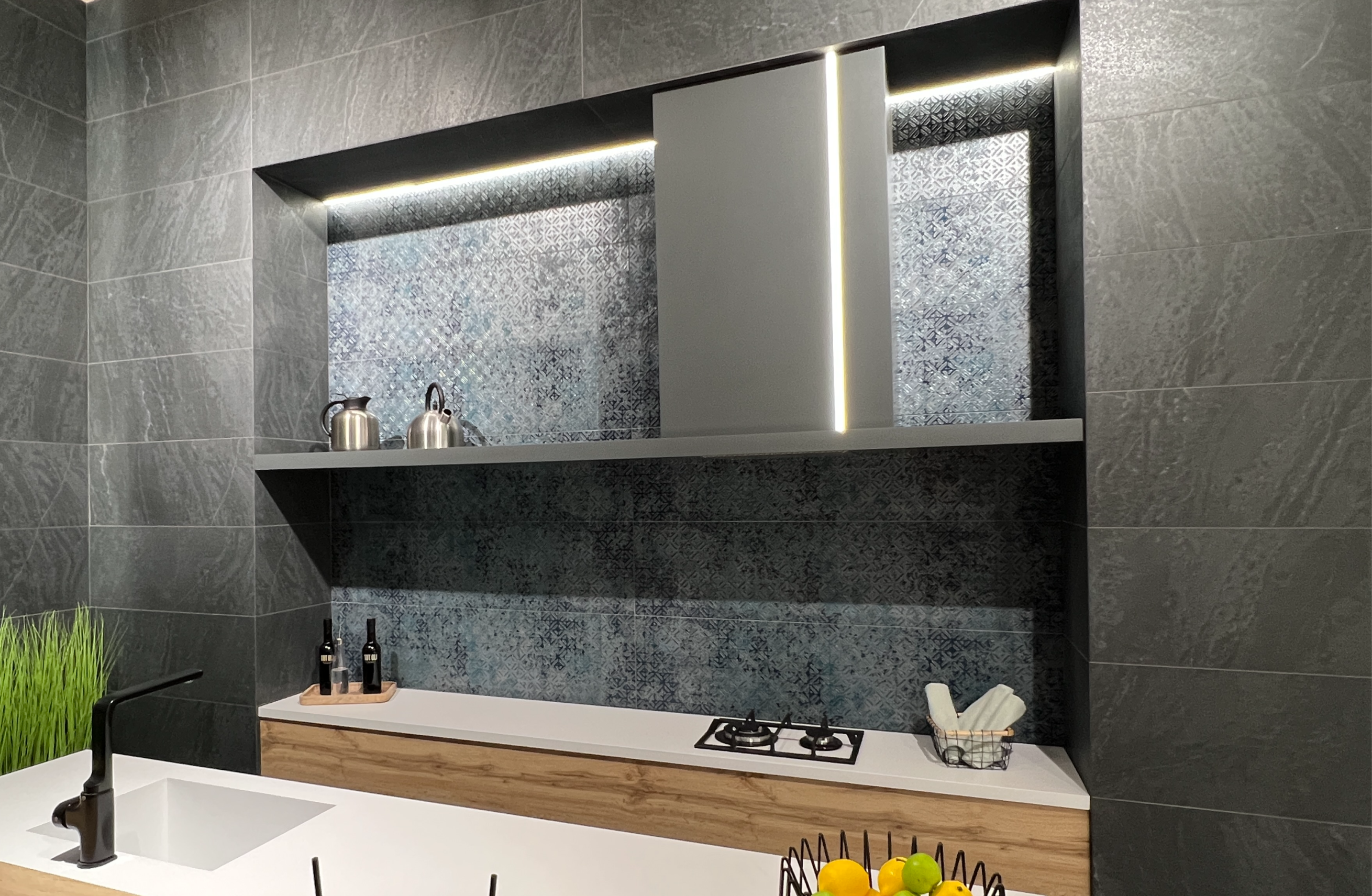 Decor Cronos 3D Black 12x48 Porcelain Tile by Mirrella Tile