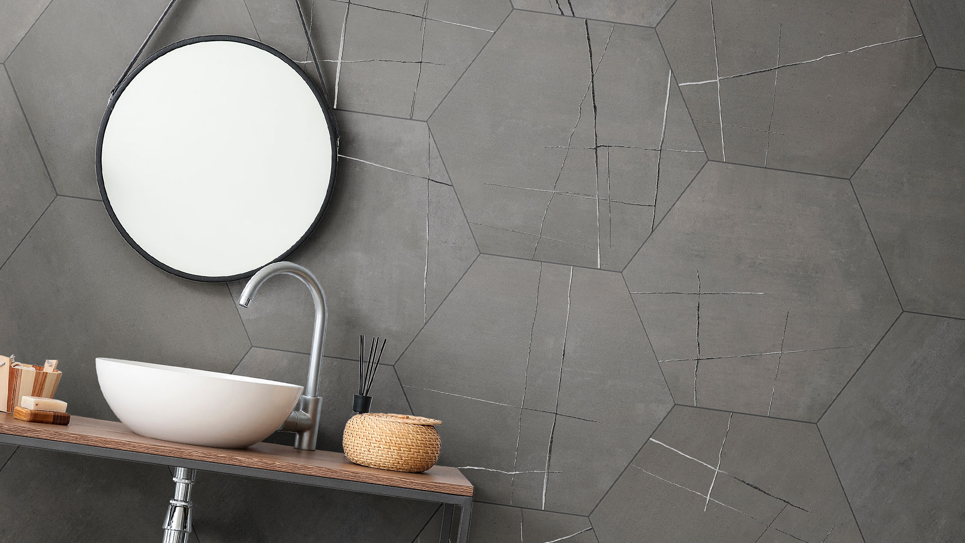 Whitney Kai 3D Hexagon 21x24 Porcelain Tiles by Mirrella Tile