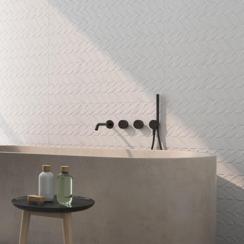 Candle Elect 3D Matte White 12x36 Ceramic Tile | mirrella
