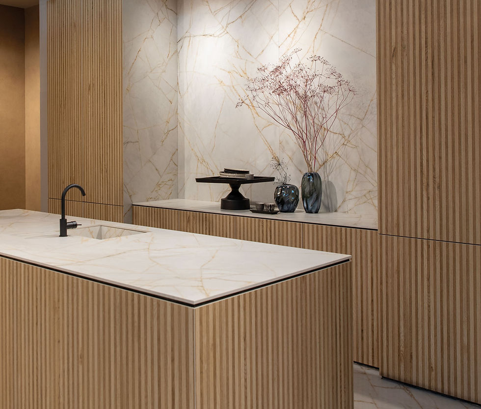 Thumbnail: Calacatta Golden Spider Matte Finish Porcelain Tile by Mirrella Tile