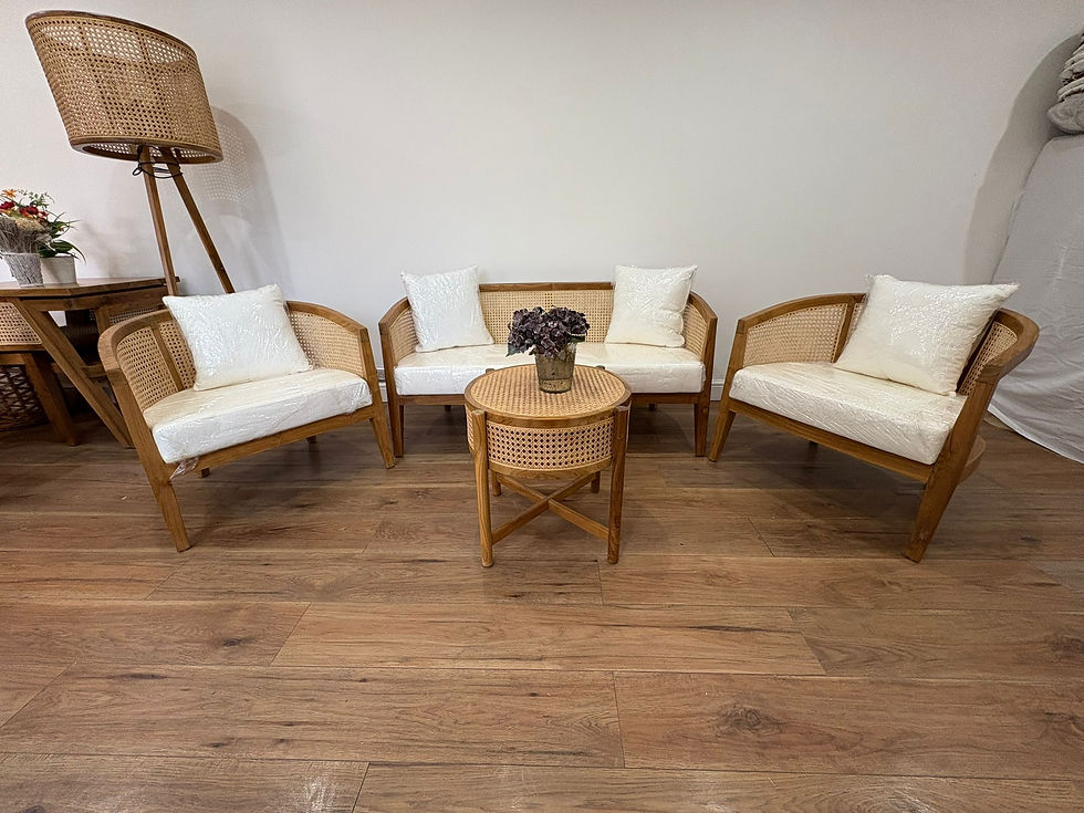 4-Piece Teak Lounge Set – Handcrafted Boho Furniture for Modern Living