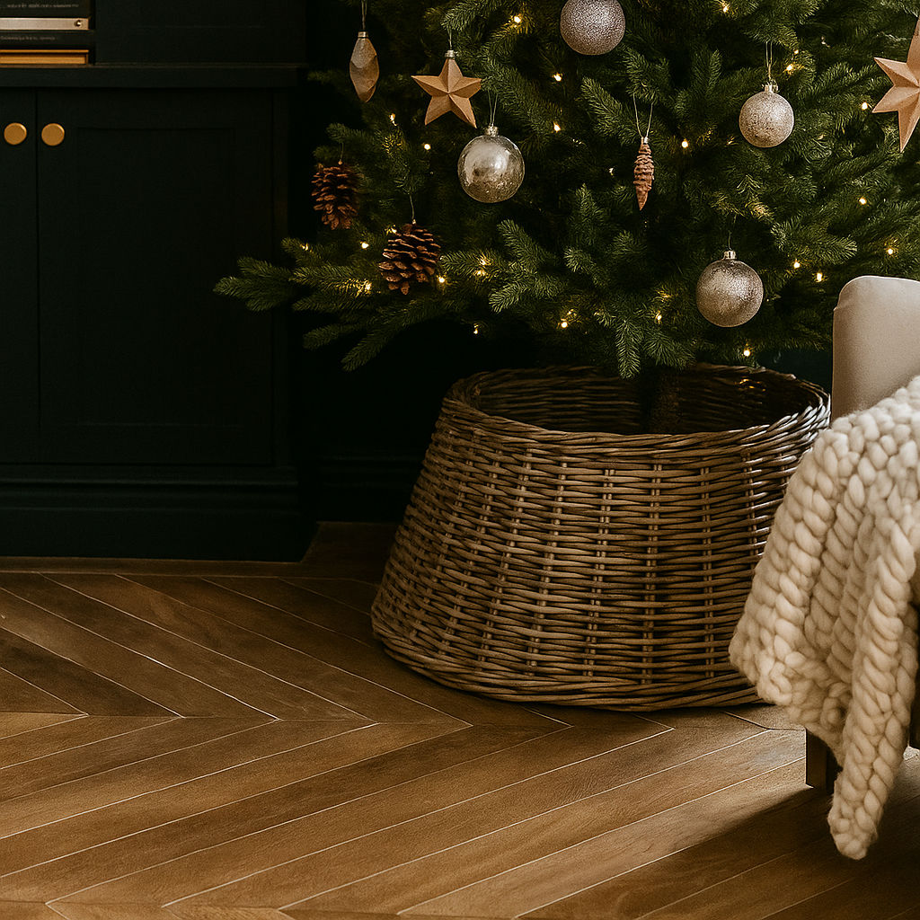 Handwoven Rattan Christmas Tree Skirt