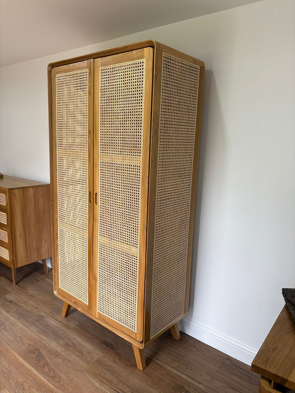 Teak & Rattan Wardrobe – Timeless Natural Storage