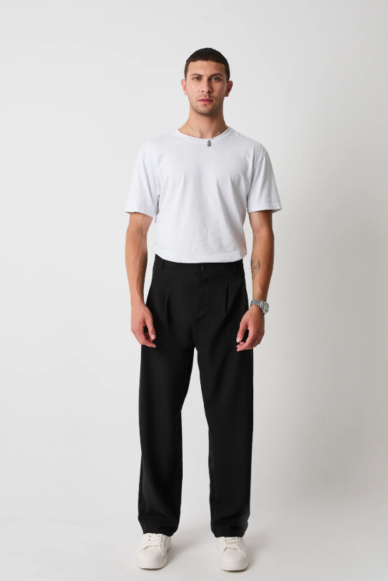 Çift Pileli Baggy Kesim Pantolon