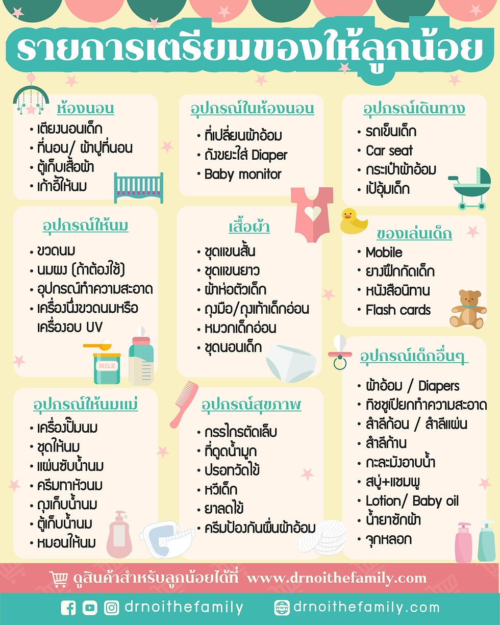 รายการเตรียมของให้ลูกน้อย checklist ของใช้ลูก
