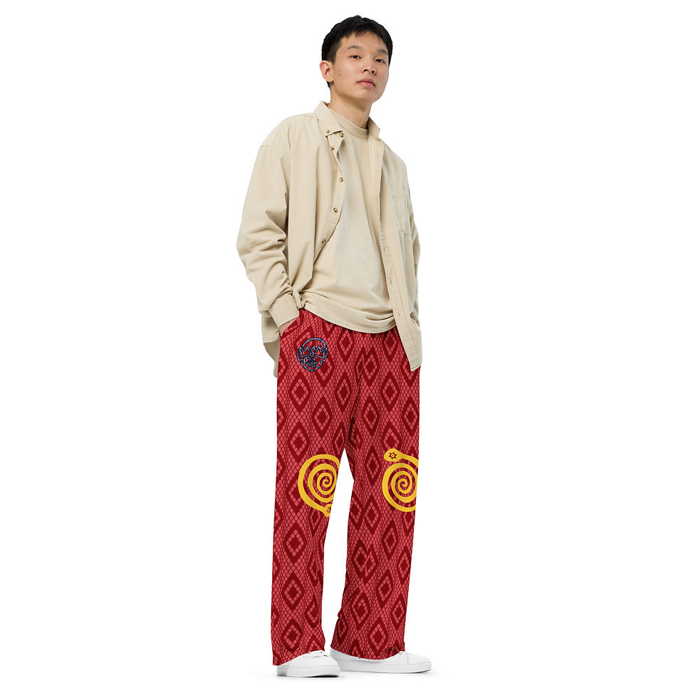 Thumbnail: "6th Knight of the 12 Zodiacs, Year of the Snake" Unisex Wide-Leg Pants 