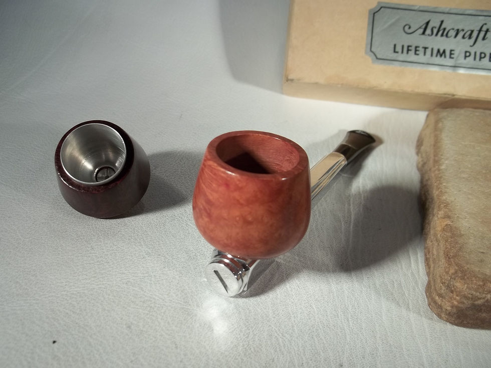 Thumbnail: RARE NOS METAL ALUMINUM "ASHCRAFT " LIFETIME ESTATE PIPE VULCANITE BIT