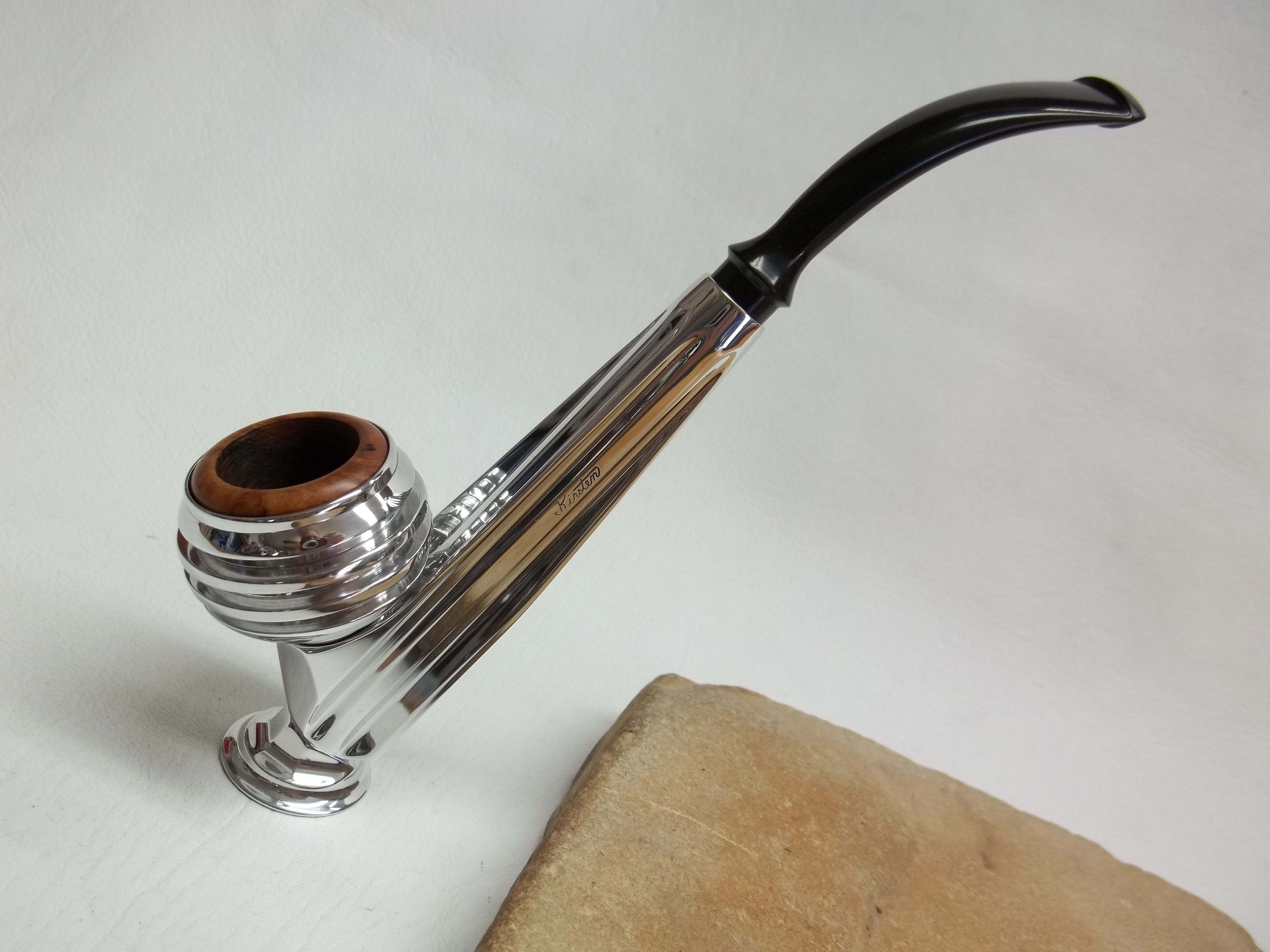 RESTORED ALUMINUM "STREAMLINER" PIPE BOWL FITS KIRSTEN ESTATE PIPES BRIAR INSERT