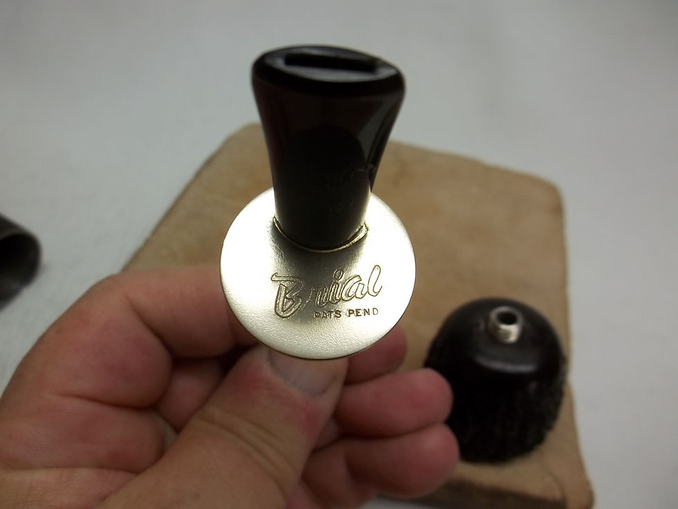 Thumbnail: RESTORED VINTAGE METAL ALUMINUM BLACK & GOLD "BRIAL" ESTATE PIPE BRIAR BOWL