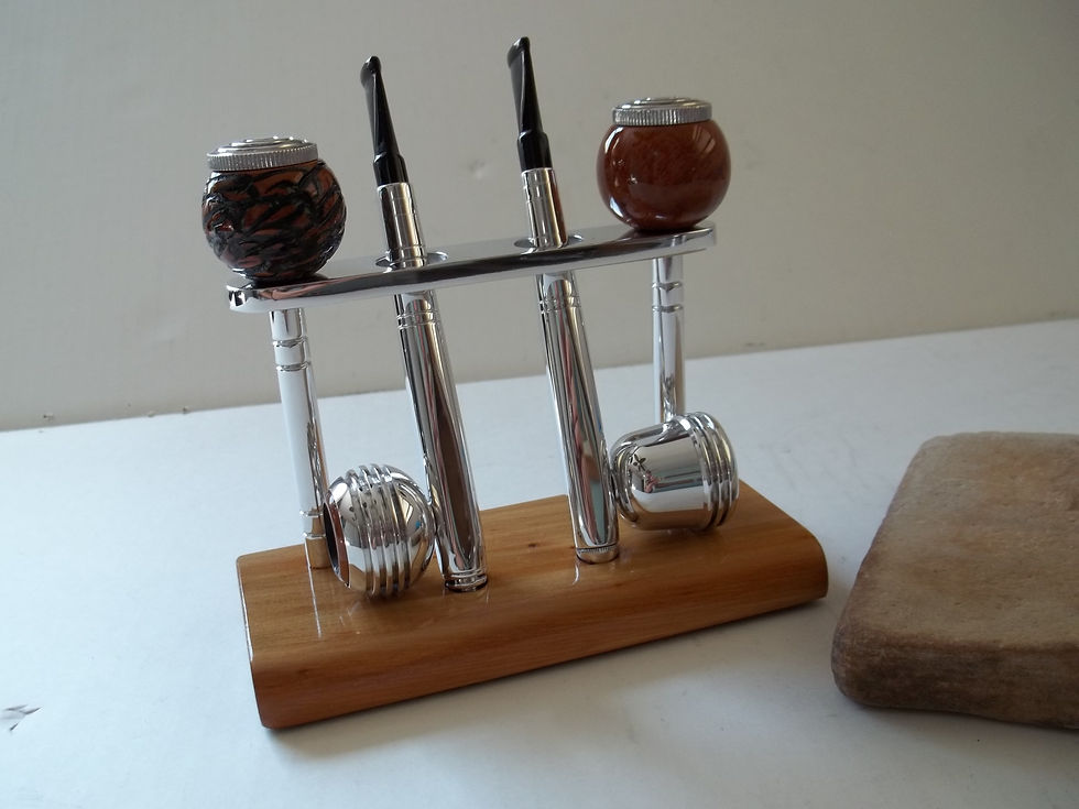 Thumbnail: RARE RESTORED LUMINUMKRAFT TWO PIPE SET ESTATE PIPE W/METAL AND BRIAR BOWLS MINT
