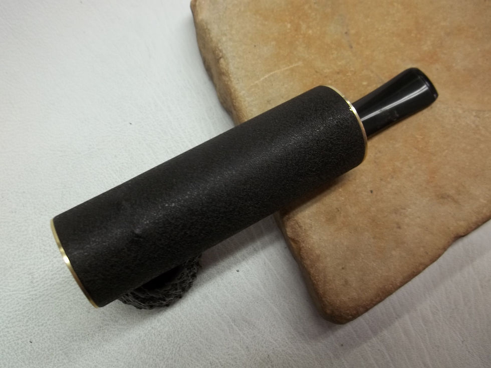 Thumbnail: RESTORED VINTAGE METAL ALUMINUM BLACK & GOLD "BRIAL" ESTATE PIPE BRIAR BOWL