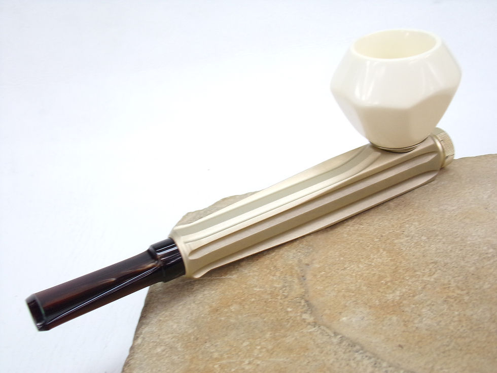 Thumbnail: PERFECT KIRSTEN "MX" GOLDTONE ESTATE PIPE, NEW MEERSCHAUM BOWL, NEW LUCITE BIT