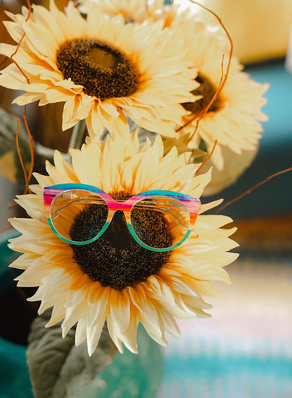 Sunflowers with rainbow glasses