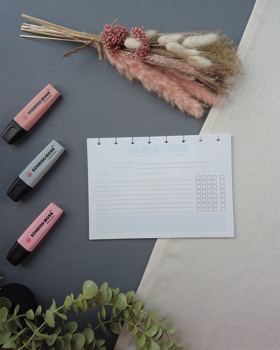 recharge bibliothèque a5 avec différents modèles pour organiser sa collection de livres, lectures passées et livres prêtés