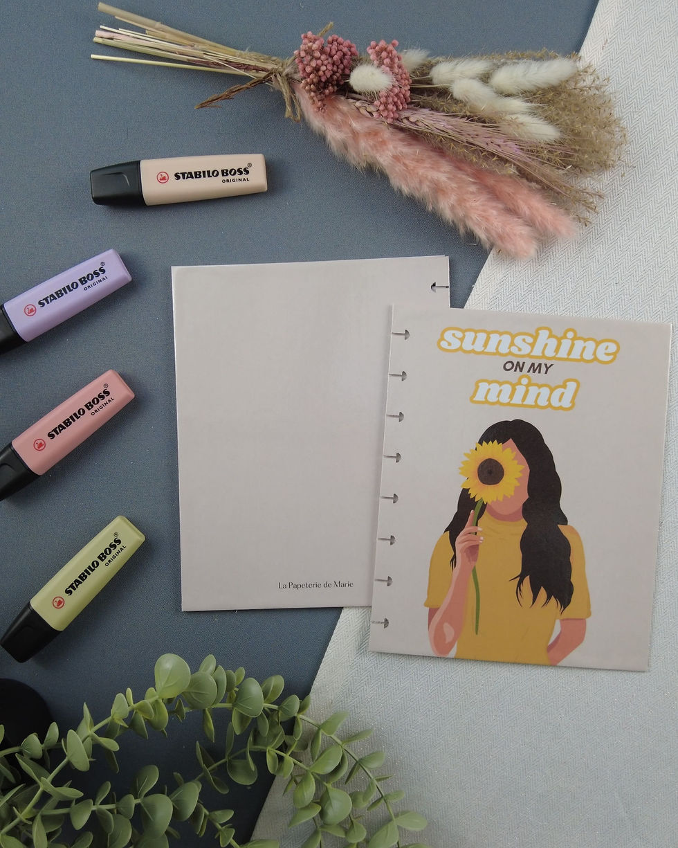 Couverture rigide pour carnet rechargeable, format A5, sunshine on my mind femme tournesol