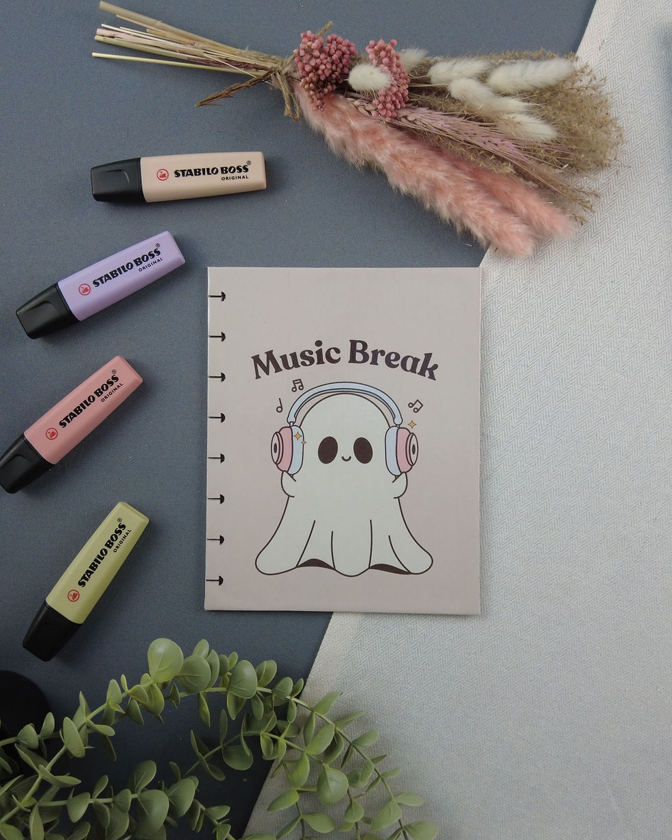 Couverture rigide pour carnet rechargeable, format A5, carnet rechargeable, music break fantôme