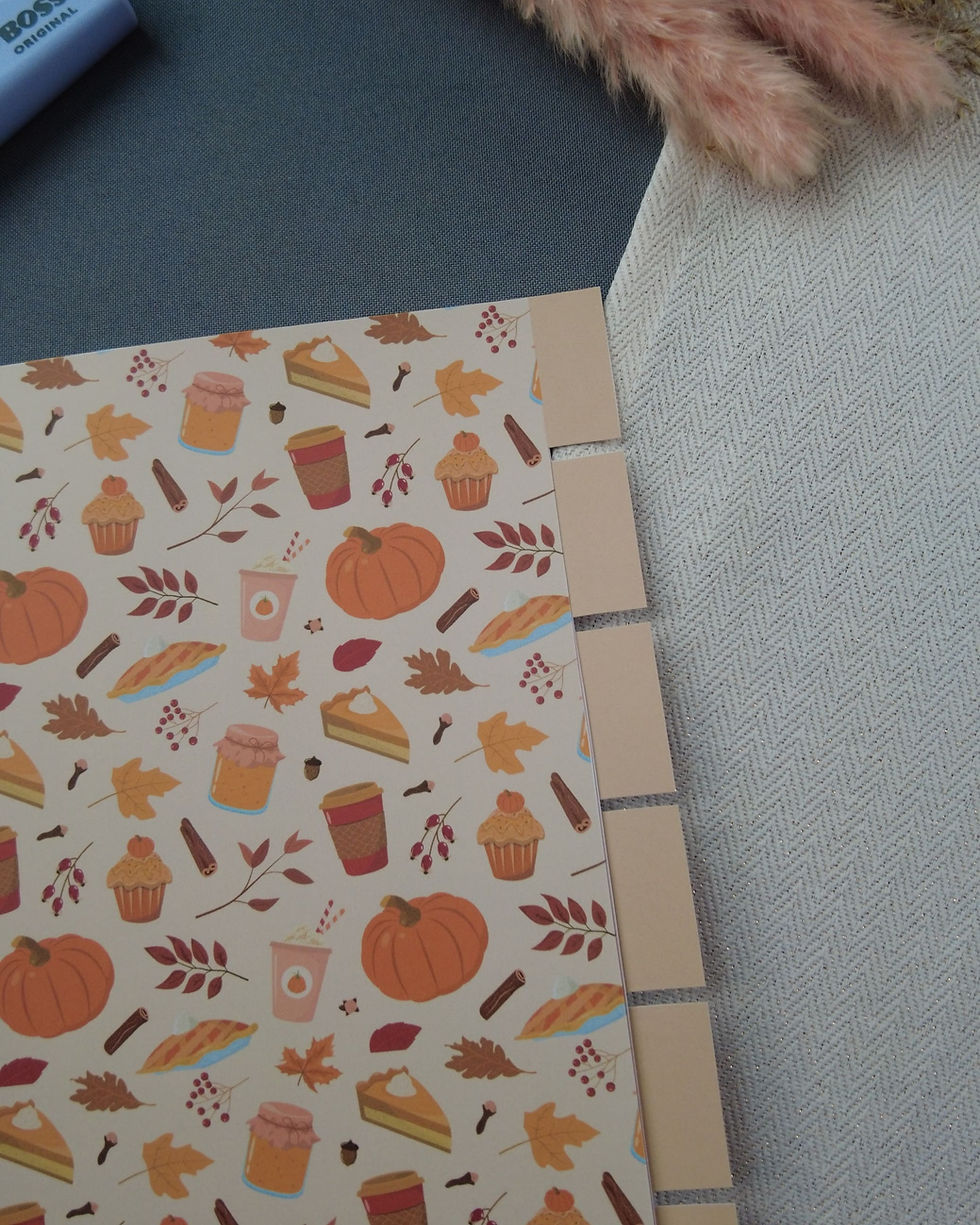 Intercalaires à onglets pour agenda rechargeable A5, classement simple et efficace, pumpkin automne zoom