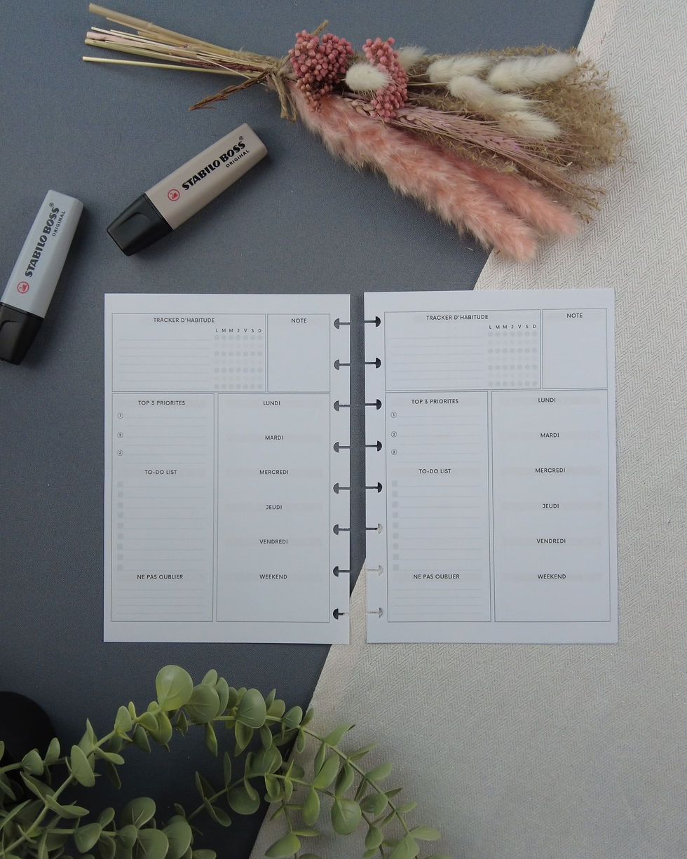 agenda rechargeable personnalisable semainier weekly complet