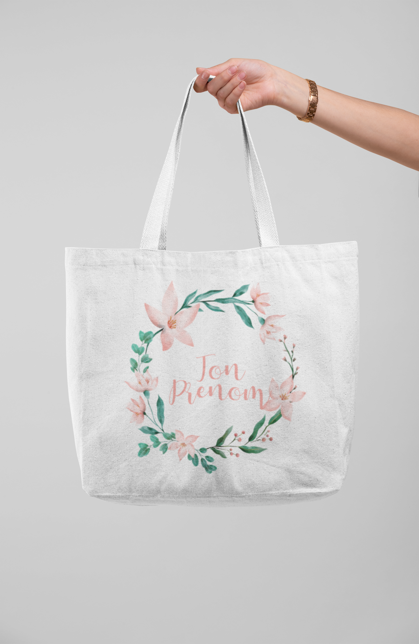 Tote bag Couronne de fleures avec prénom