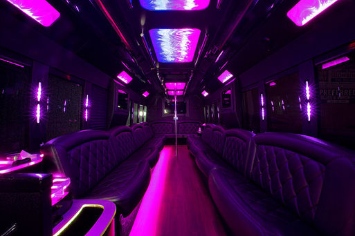 Party Bus Interior Pink Fiber optic Lights on 