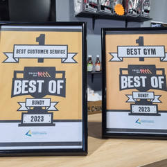 Awards for winning the best Gym in Bundaberg and Best Customer Service Award Bundaberg