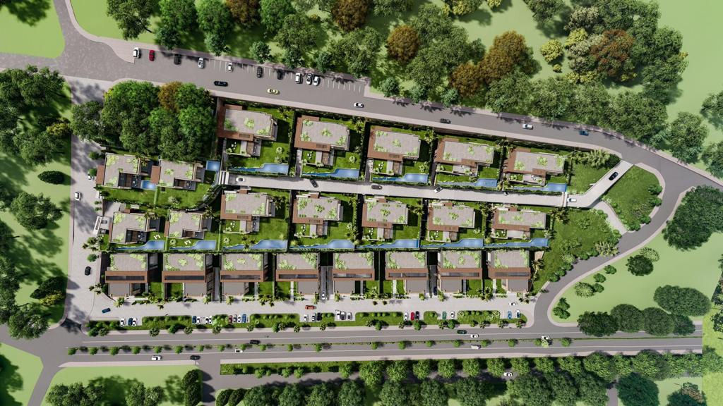 Modern two-story villas with sea and nature views in Bodrum.